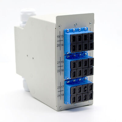 24 fiber Din-Ray Fiber Optik Sonlandırma Kutusu Soğuk Rulo Çelik 12 Bağlantı Noktalı Sc Dubleks