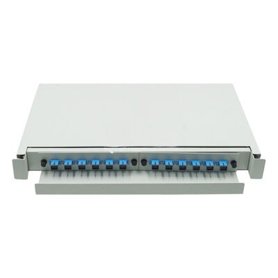 ODF Beyaz Fiber Optik Yama Paneli Slayt 1U 12 Bağlantı Noktalı Raf Montajlı Yama Paneli