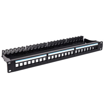 Siyah UTP 1U Keystone Yama Paneli 24 Bağlantı Noktalı CAT6 Boş RJ45 Jakları