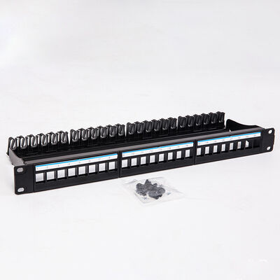 Siyah UTP 1U Keystone Yama Paneli 24 Bağlantı Noktalı CAT6 Boş RJ45 Jakları