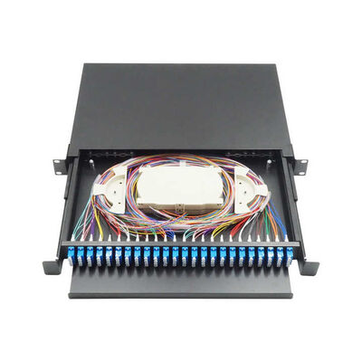 48 Çekirdek Siyah Çekmece Tipi Sonlandırma Kutusu Patch Panel 430x200x46mm