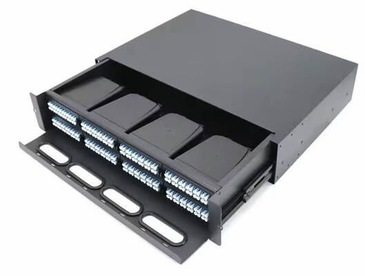 2U 192 çekirdekler MTP MPO -LC Patch panel ODF Şasi kabı 8 kaset için kaydırıcı tip