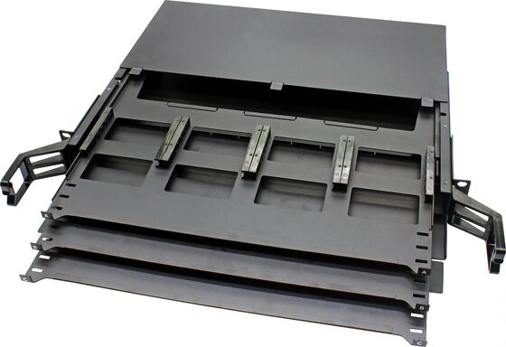 1U 144 çekirdekler MTP MPO -LC Patch panel ODF Şasi kabı 12 kaset için kaydırıcı tip